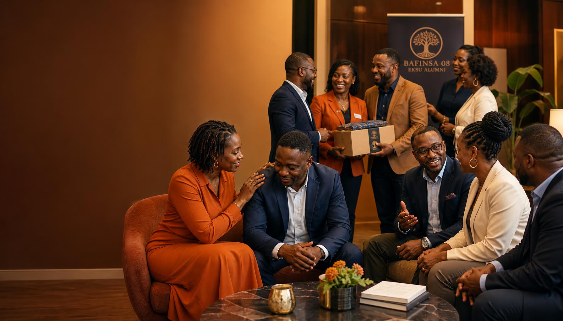 BAFINSA Class of 2008 alumni supporting one another in a warm community gathering